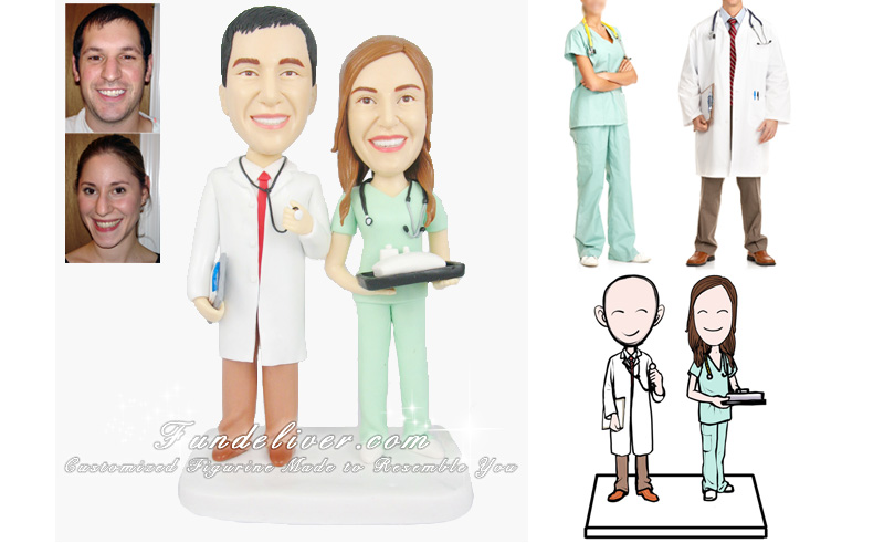 Doctor and Nurse Wedding Cake Toppers 
